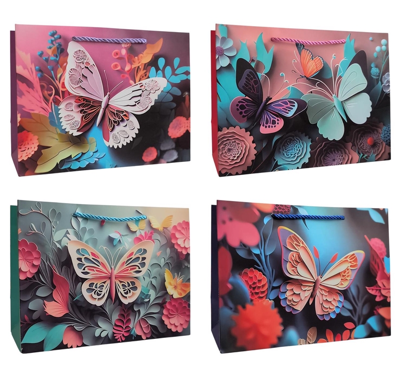 Dárková taška - AI motýl v2 32x25x11cm (12ks/bal,480/krt)