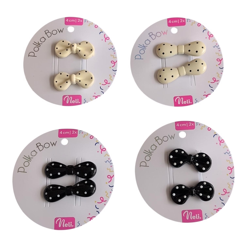 Neli sponky do vlasů Polka bow 5cm 2ks (12sad/bal,960/krt)