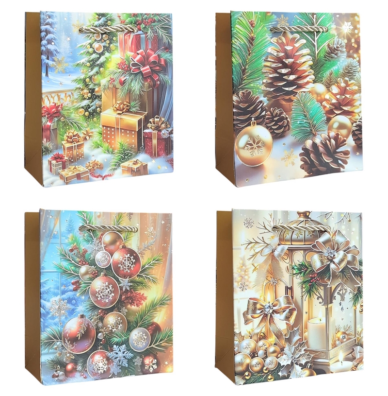 Dárková taška V - Winter Splendor 12x14x6cm (12ks/bal,600/krt)