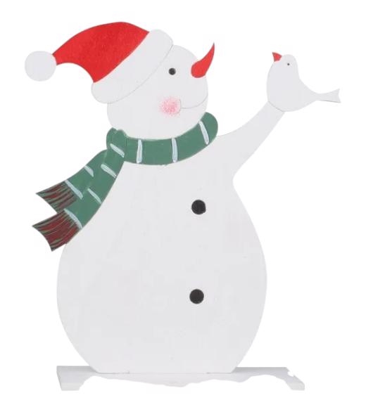 Sněhulák v čepici dřevěný na postavení 14x18cm (12ks/bal)