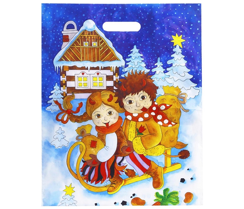 Taška XL - Čertící na saních 47x36x8cm(50ks/bal)