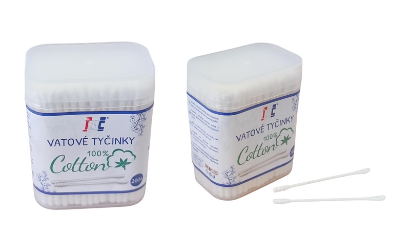 Vatové tyčinky se zakřivenou špičkou 200ks (12sad/bal,240/krt)