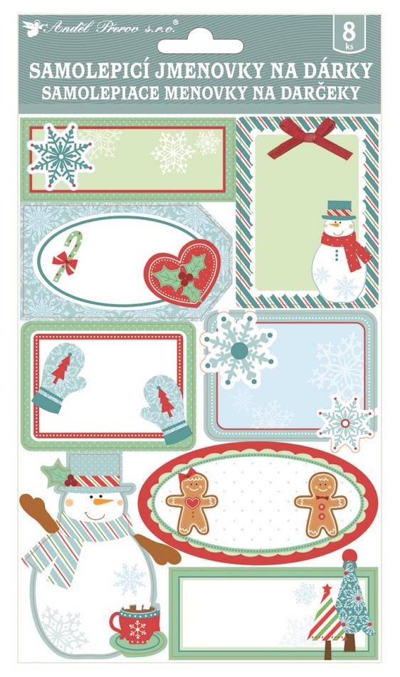 Samolepící jmenovky na dárky 3D s glitry 21x14cm