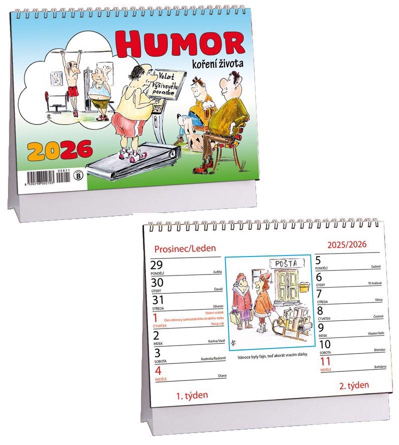 Stolní kalendář 2026 ARIA B 230×160mm, 14denní - Humor, koření života (10ks/bal) 90/krt