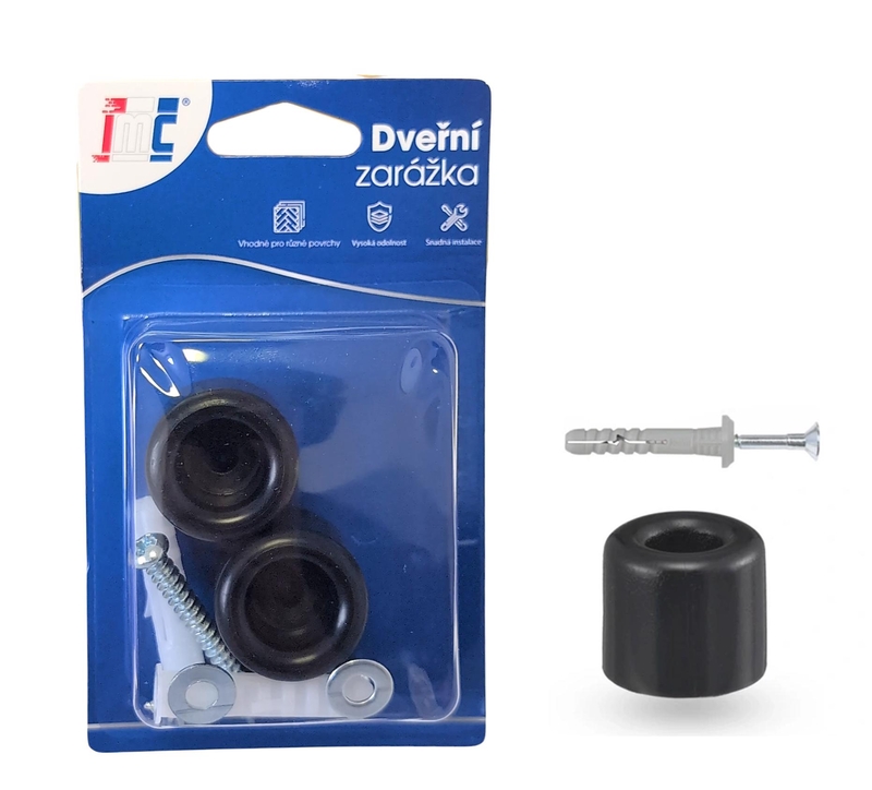 Dveřní zarážka kulatá 28mm 2ks (12sad/bal, 288/krt)