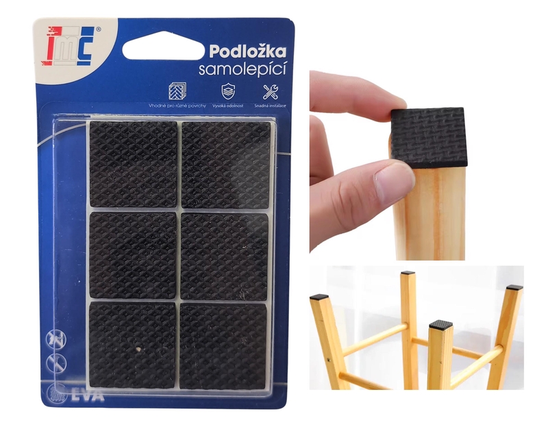 Podložky na nábytek EVA 30x30mm 12ks (12sad/bal,288/krt)
