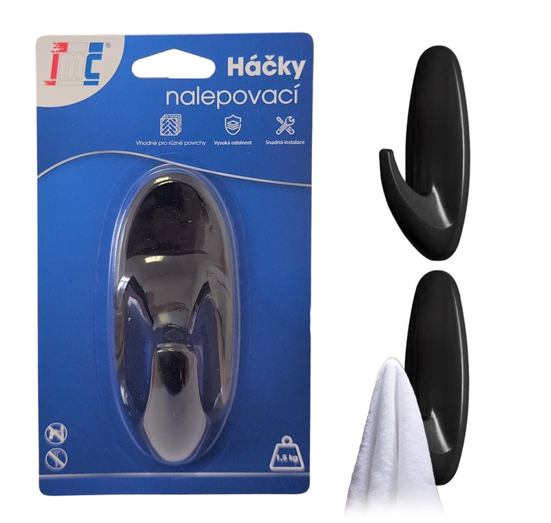 Háčky nalepovací černé 41x100mm (12ks/bal,288/krt)
