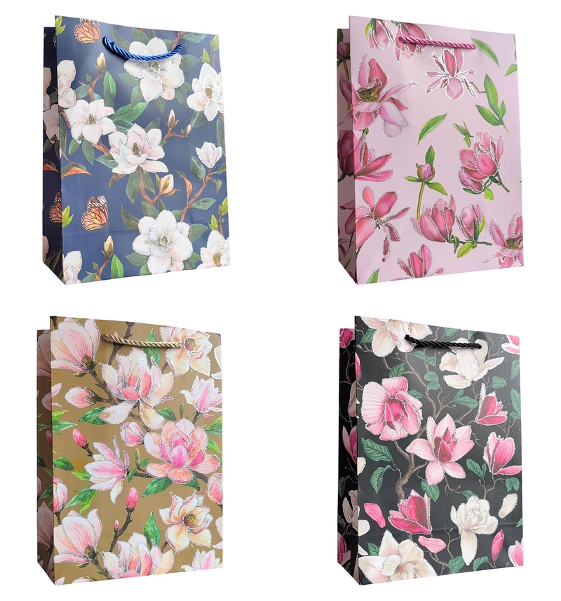 Dárková taška - Květ Magnolia 18x24x8,5cm (12ks/bal,600/krt)