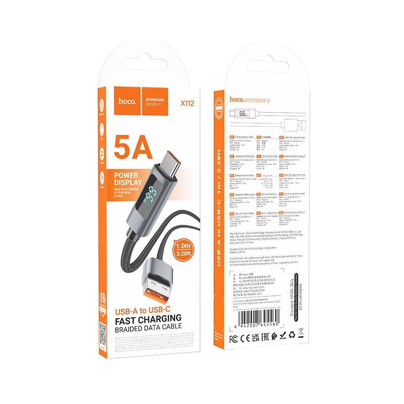 Favor 5A nabíjecí datový kabel 1m s displejem Type-C  (310ks/krt)