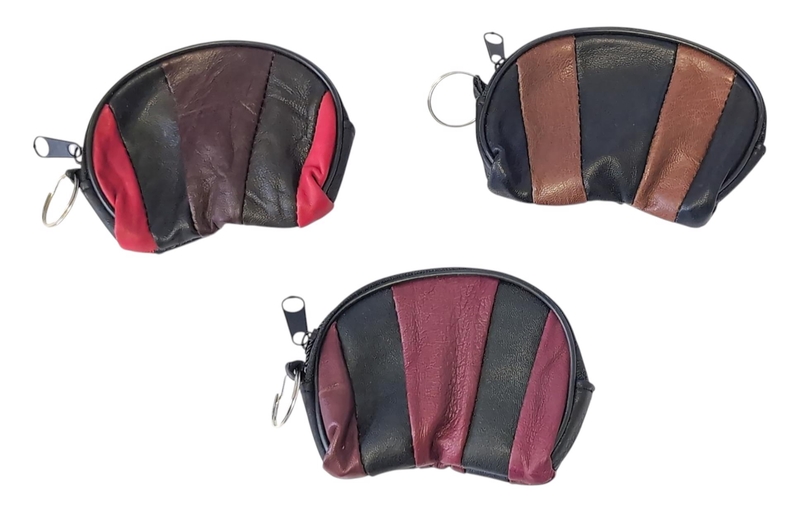 Dvoubarevná kožená mincovka půlkruh 9x7cm (12ks/bal,1200krt)