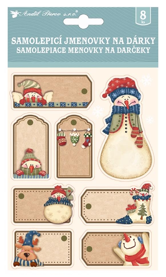 Samolepící jmenovky na dárky 3D béžové s glitry 17x12,5cm