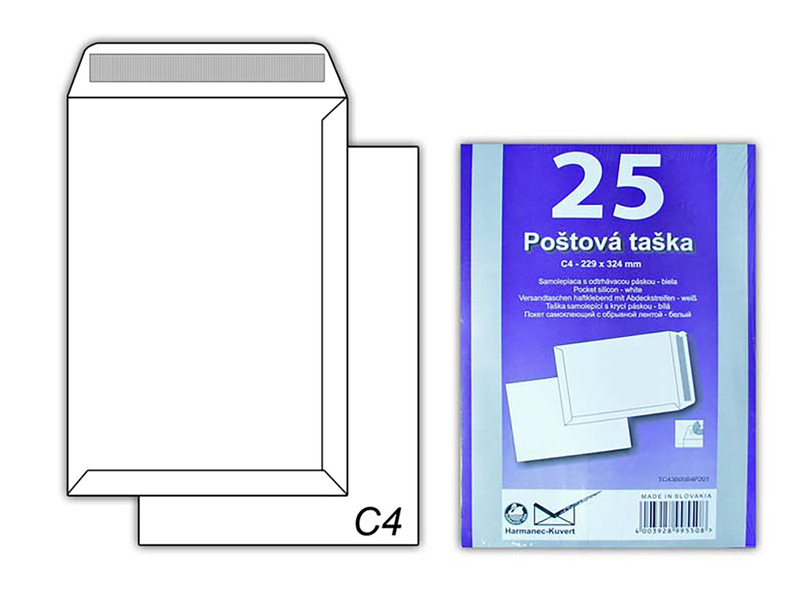 Dopisní obálka C4 T-C4/90SK/P/ samolepící (25ks/bal) 