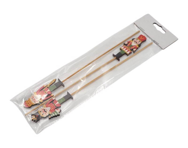 Zápich dřevo 3ks louskáček 9cm (12set/bal)