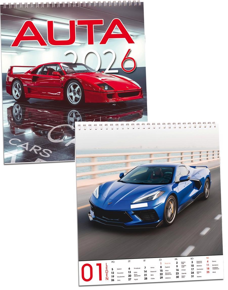 Nástěnný kalendář 2026 ARIA G 320×340mm - Auta (10ks/bal) 