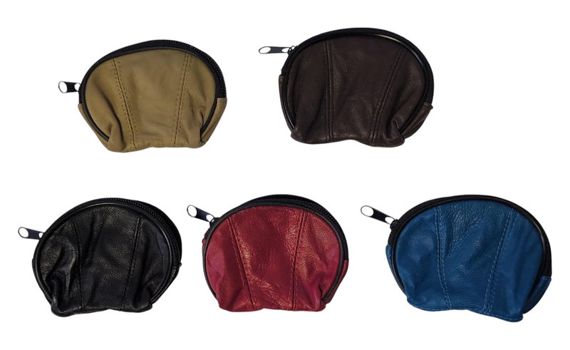 Dvoubarevná kožená mincovka půlkruh 9x7cm (12ks/bal,1200krt)
