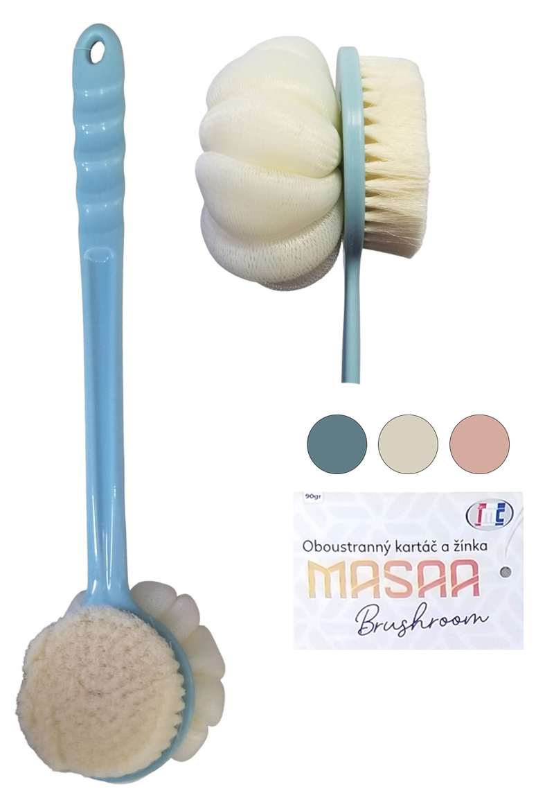 Oboustranná koupelnová žínka a kartáč 90g mix barev (12ks/bal,192/krt)