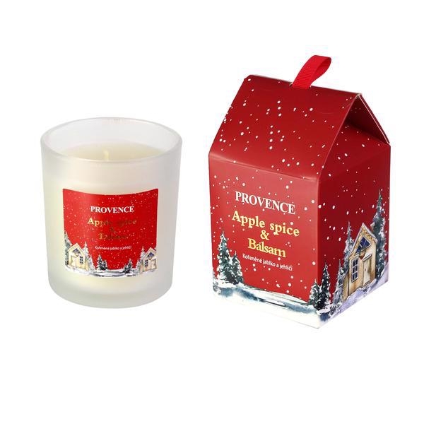 Provence Svíčka Sklo Vánoční matná bílá 7X8cm 135g červená (12ks/bal)