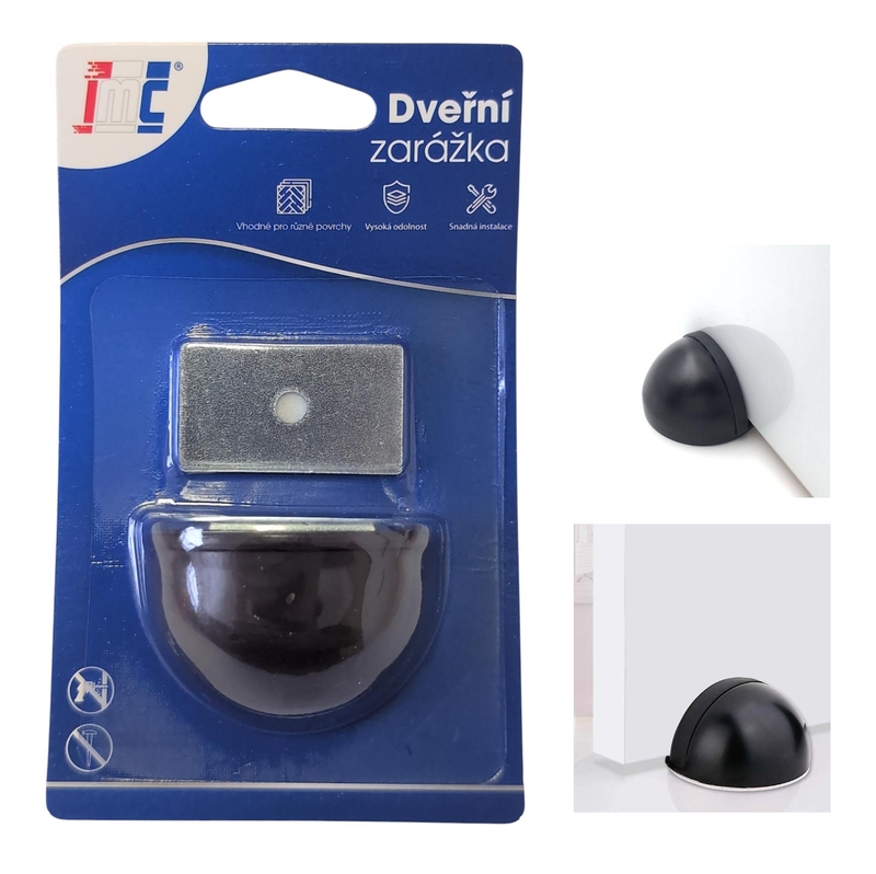 Magnetická dveřní zarážka černá  (12ks/bal,288/krt)