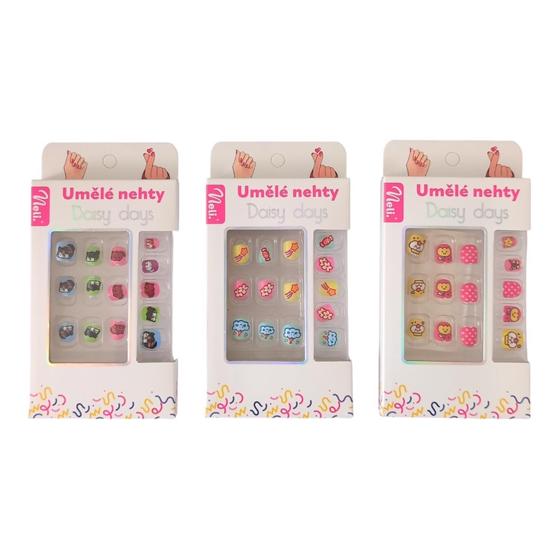 Neli Umělé nehty dětské 24ks Cute pets (12/bal,1200/krt)