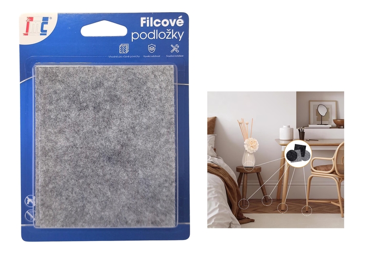 Filcové podložky na nábytek samolepící 80x95mm 2ks (12sad/bal,288/krt)