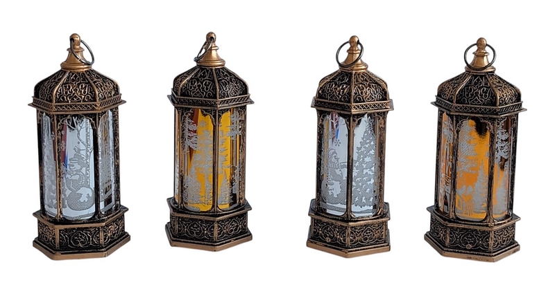 LED Lucerna se svíčkou na baterie - Zimní mráz 5x14cm 
(12ks/bal,192/krt)