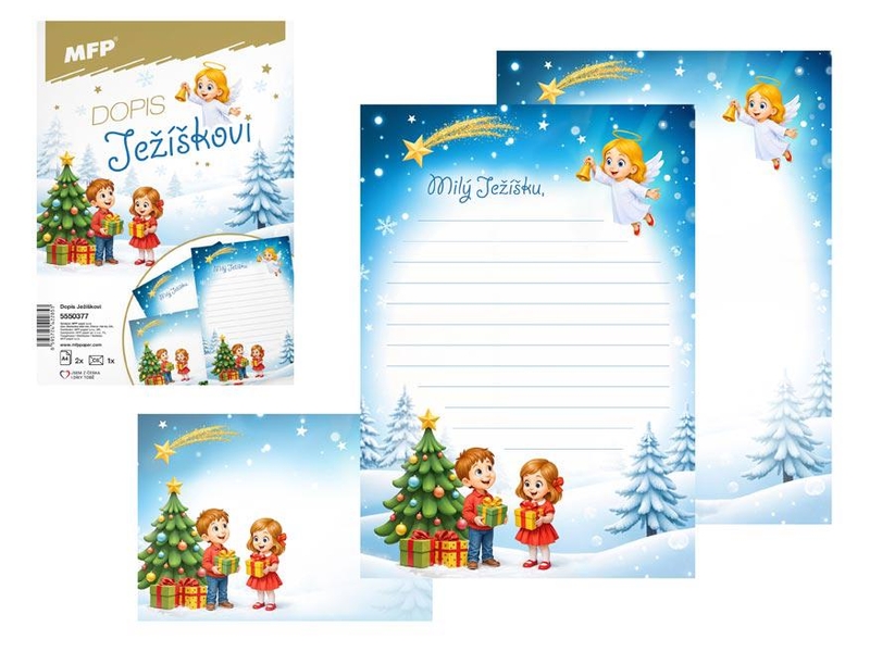 Dopis Ježíškovi - Vánoční psaní pro děti plné kouzel (10ks/bal)