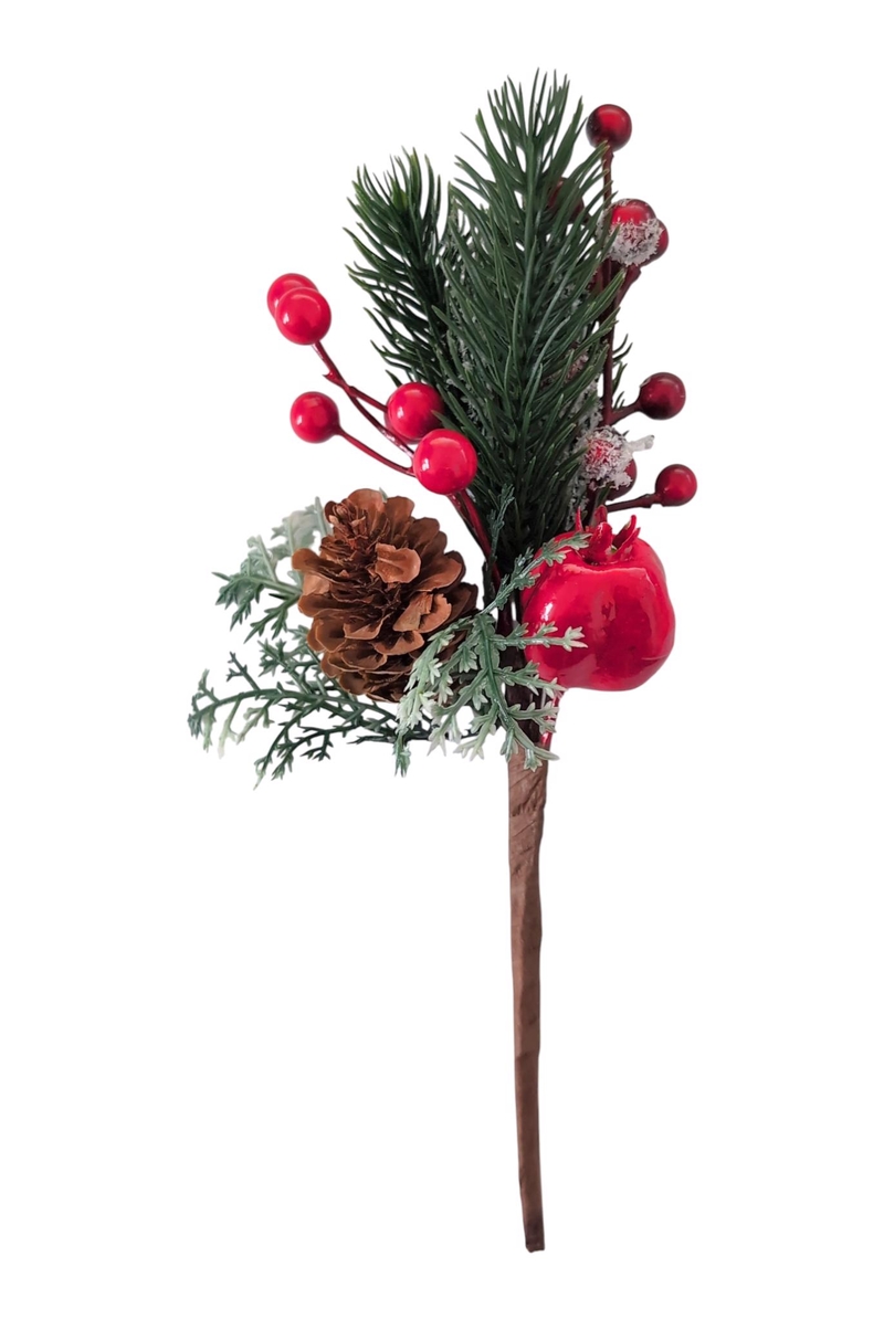 Větev chvoj bobule a šiška 25cm (40ks/bal)