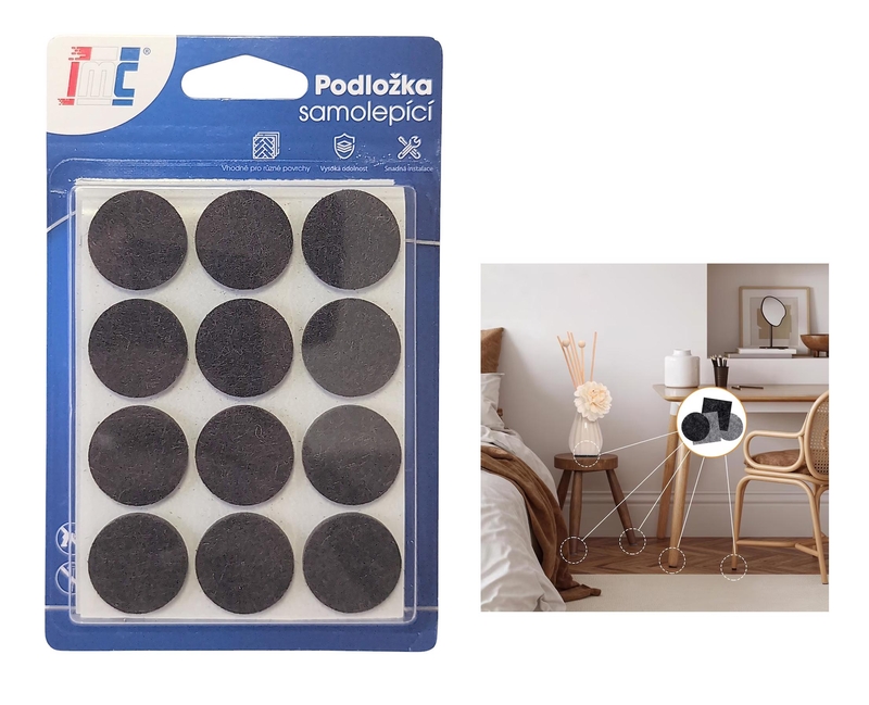 Podložky na nábytek samolepící ⌀22mm 24ks (12sad/bal,288/krt)