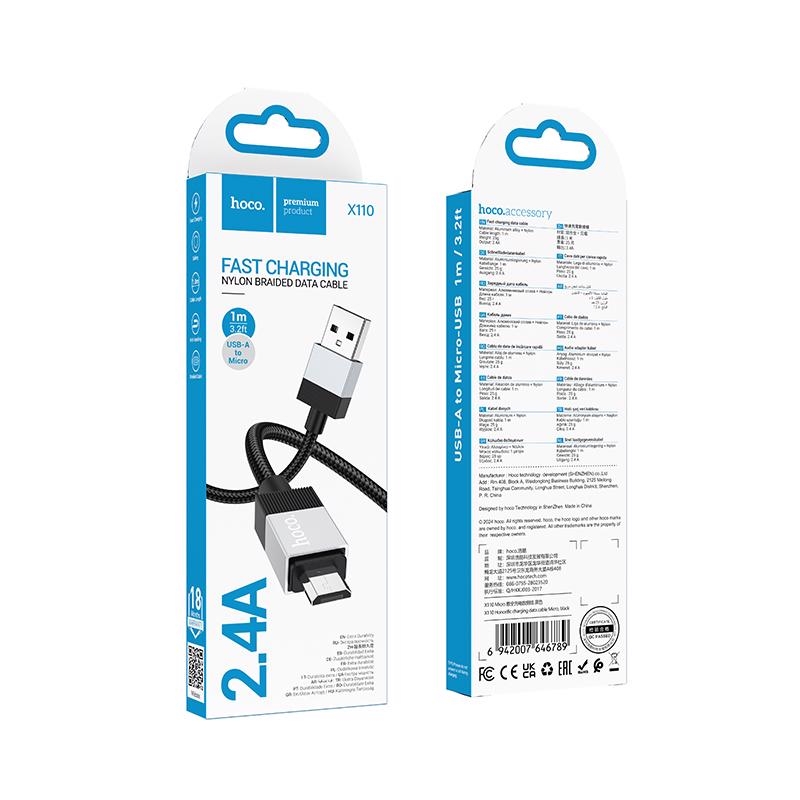 Honorific nabíjecí datový kabel 1m Micro USB ČERNÝ (310ks/krt)