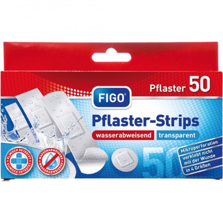 Náplasti 50ks voděodolné transparentní FIGO (20sad/bal)