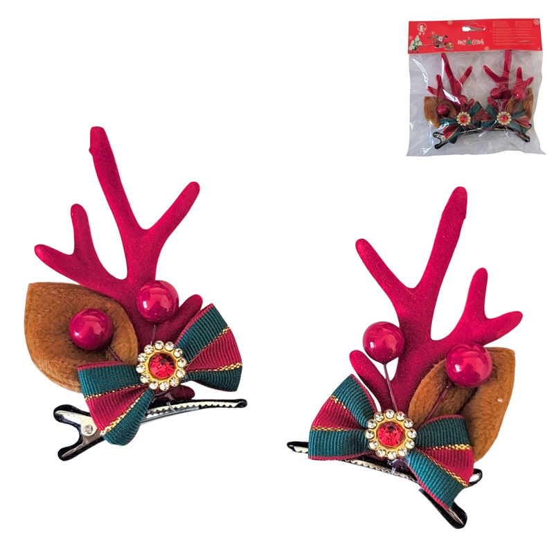 Sponky do vlasů 7cm - Vánoční sob (12ks/bal)