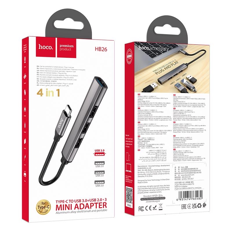 4v1 USB HUB Type-C na USB3.0+USB2.0*3 (180ks/krt)