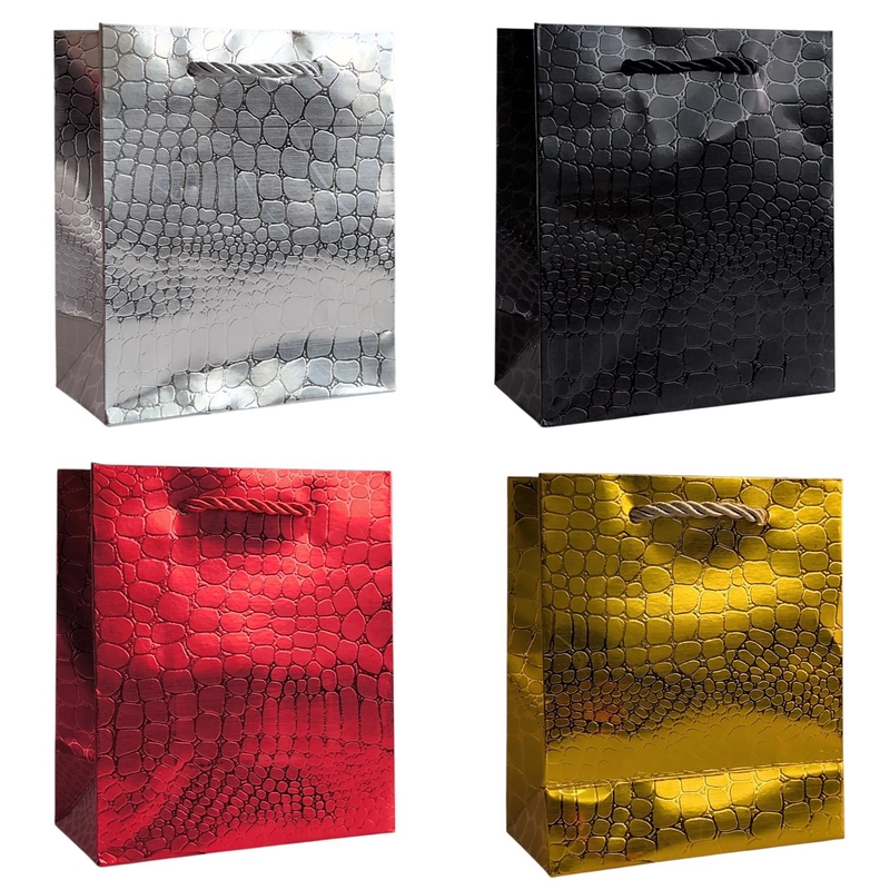 Dárková taška - Metallic croc 18x24x8,5cm (12ks/bal,600/krt)