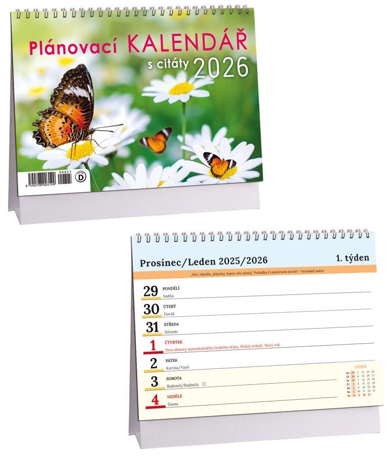 Stolní kalendář 2026 ARIA D 230x160mm - Plánovací kalendář s citáty (10ks/bal) 70/krt