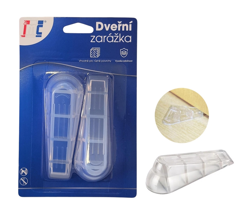 Dveřní zarážka průhledná 100mm  2ks(12sad/bal,288/krt)