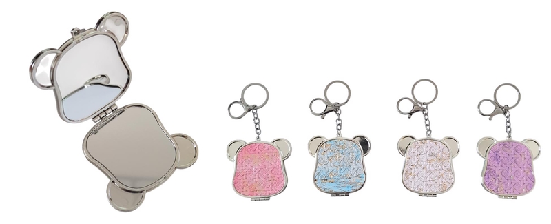 Kosmetické zrcátko na klíčenku Sparkle Bear Ø7x7cm (24ks/bal,480/krt)
