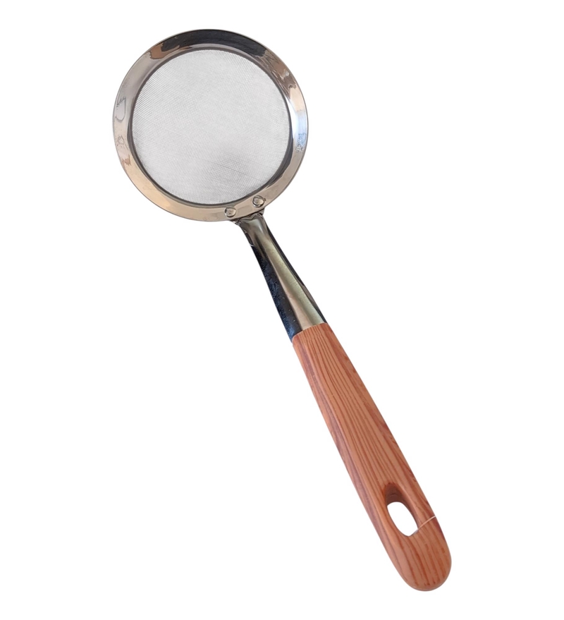 BF Cedník s dřevěnou rukojetí, průměr 10,6cm, nerez (48ks/krt)