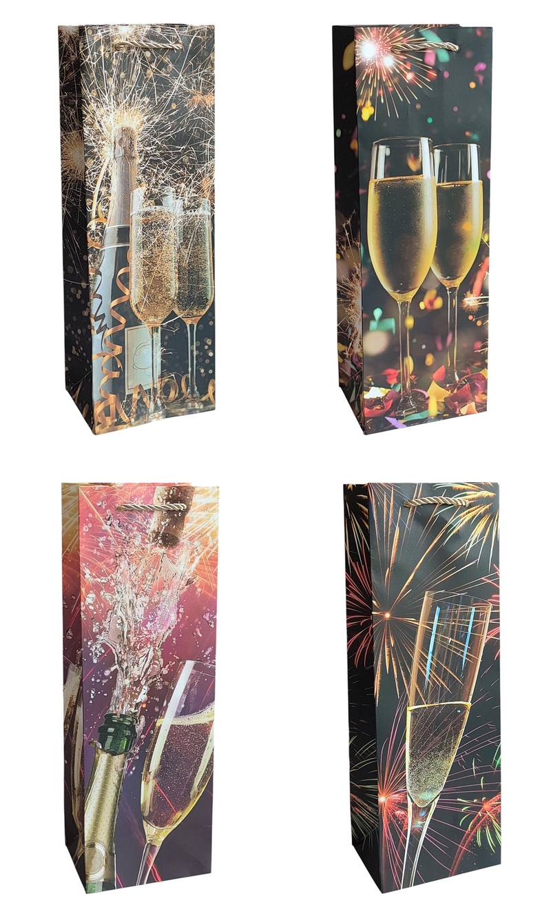 Dárková taška na láhve - Šampaňské večery 12x35x9cm (12ks/bal,600/krt)