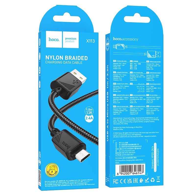 Beneficio nabíjecí datový kabel 1m Micro USB ČERNÝ (310ks/krt)