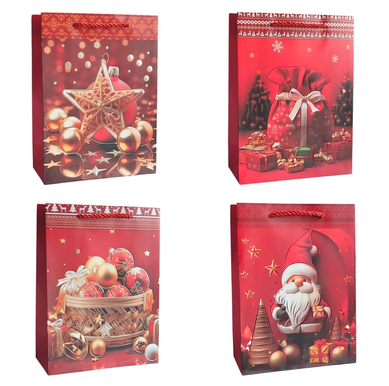 Dárková taška Vánoční - Red & Gold Wonder 18x24x8,5cm (12ks/bal,600/krt) 