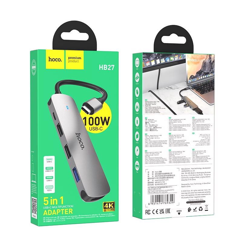 Type-C USB HUB HDTV+USB3.0+USB2.0*2PD (180ks/krt)