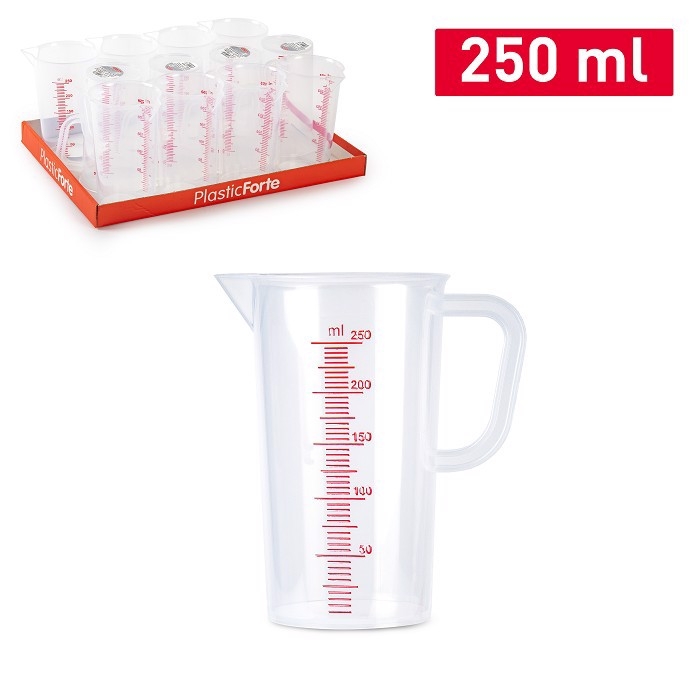 Plastic Forte Plastová odměrka protiskluzová 250ml průhledná (12ks/bal)