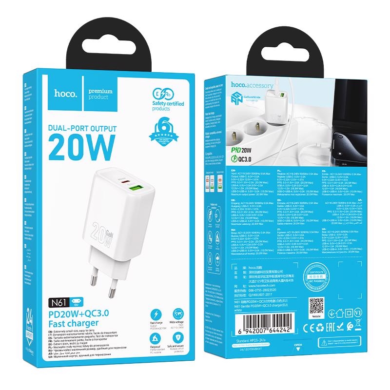 Gentle PD20W dual port adaptér BÍLÝ (120ks/krt)