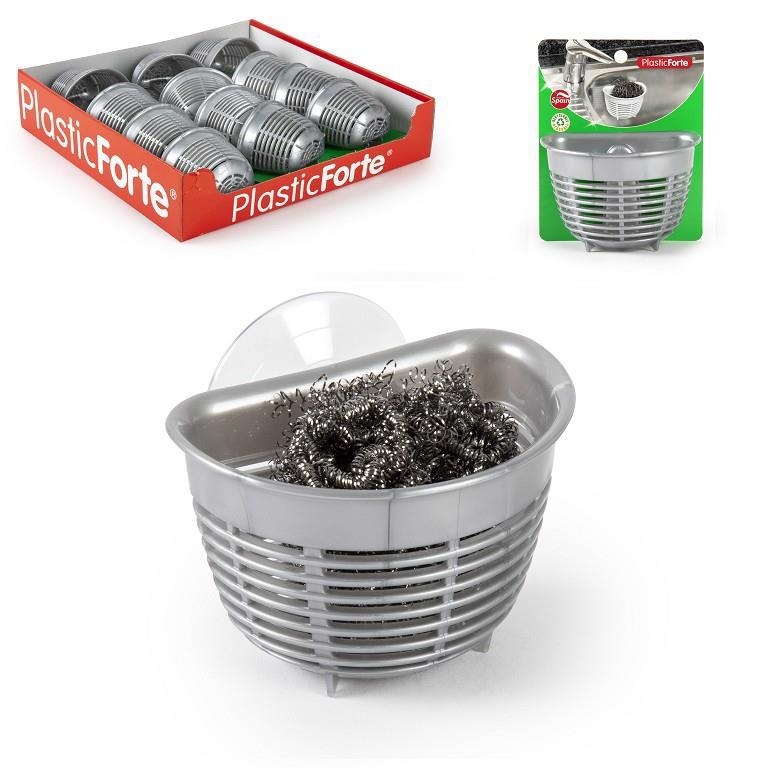 Plastic Forte Držák na houbu s přísavkou Č1. stříbrný (12ks/bal)