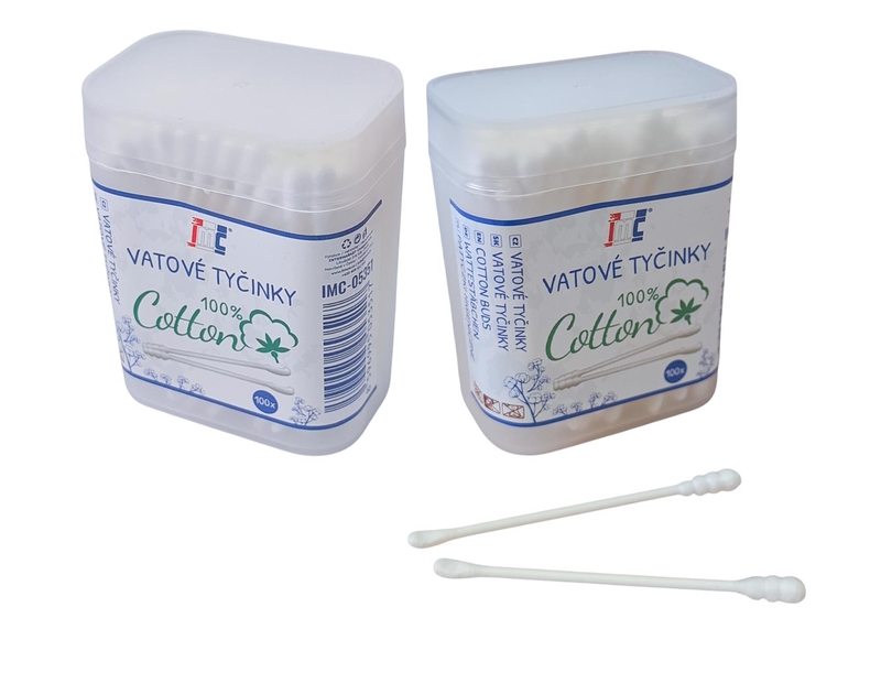 Vatové tyčinky se zakřivenou špičkou 100ks (12sad/bal, 240/krt)