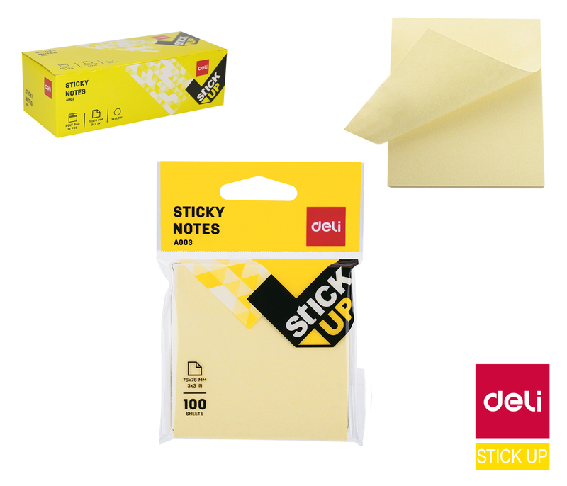 DELI Bloček samolepící STICK UP žlutý 76x76mm EA00352 (12ks/bal,216/krt)