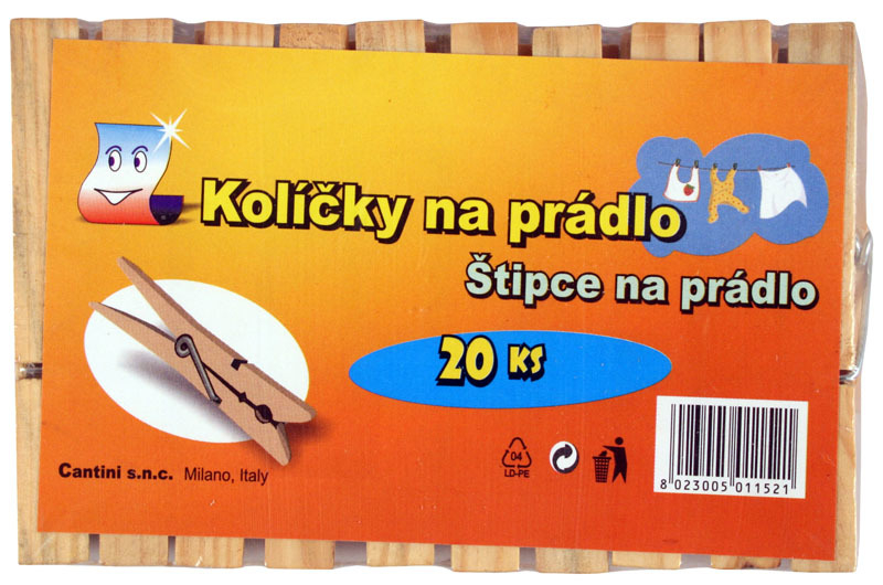 Dřevěné kolíčky 20ks na prádlo (30set/bal, 60set/krt)