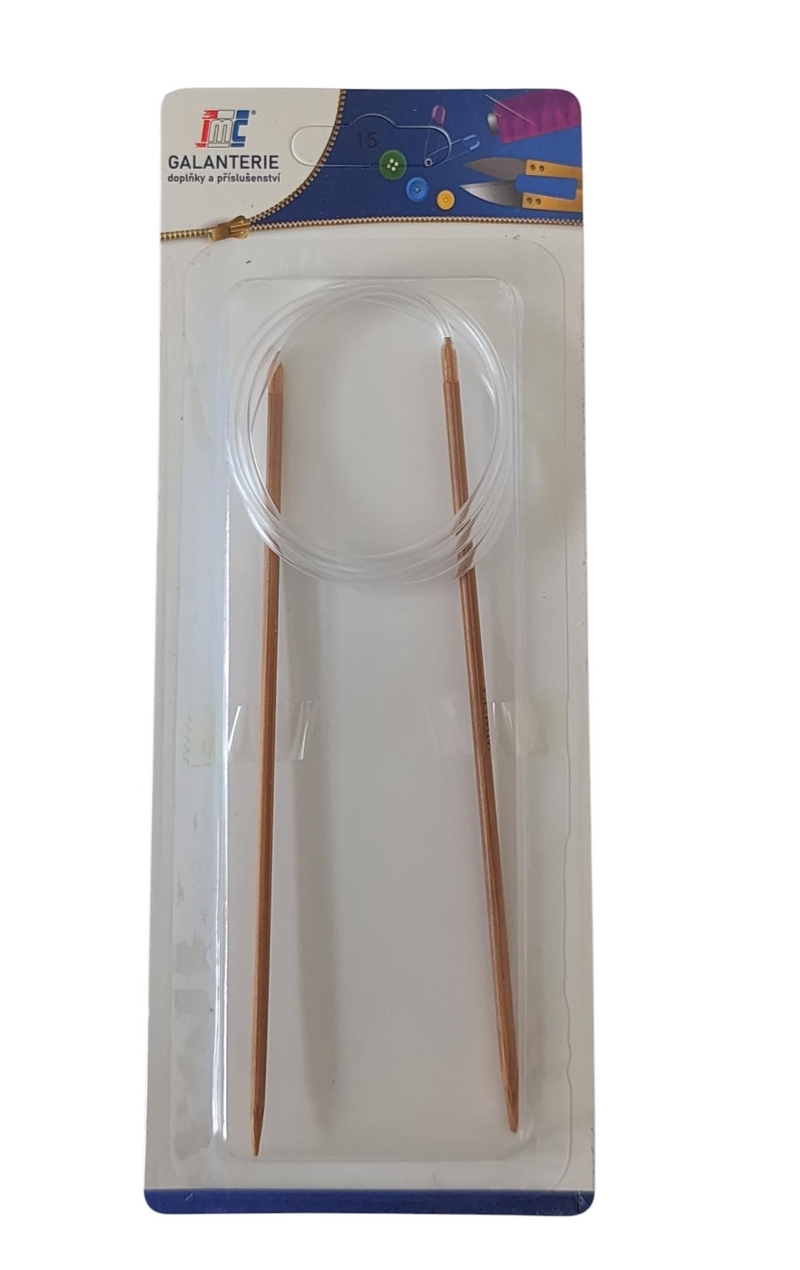 Háčky na háčkování bambusové s plastovým kabelem 3mm x 80cm (12sad/bal,288/krt)