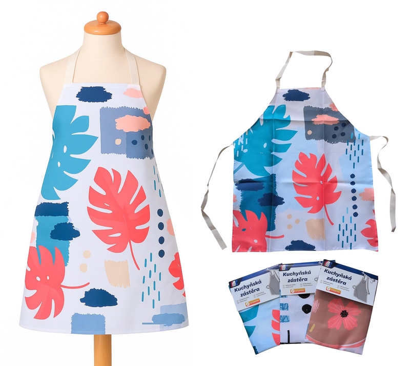 Kuchyňská zástěra s tropickým vzorem 60x70cm (12ks/bal, 240ks/krt)