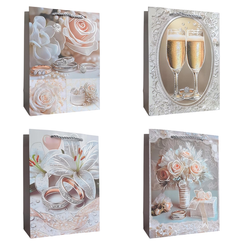 Dárková taška - Svatební kolekce 18x24x8,5cm (12ks/bal,600/krt)